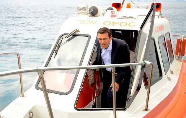 tsipras visiting mount athos 2014